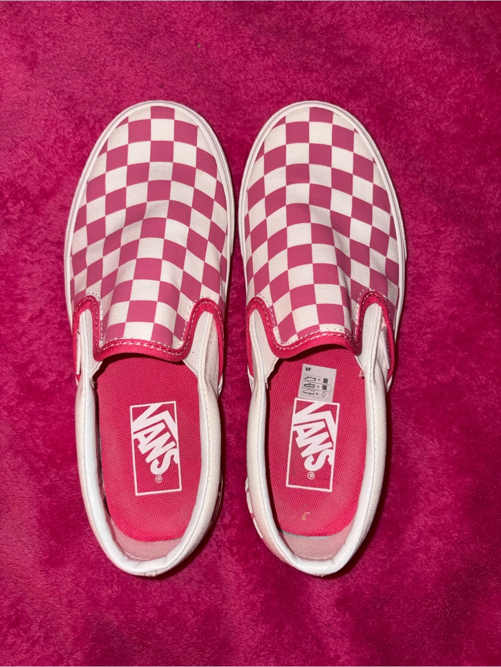 Vans Slip-On Checkerboard Sneakers - Pink & White